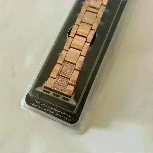 Rose Gold & Silver Apple Watch Band with faux diamonds - Picture 4 of 4